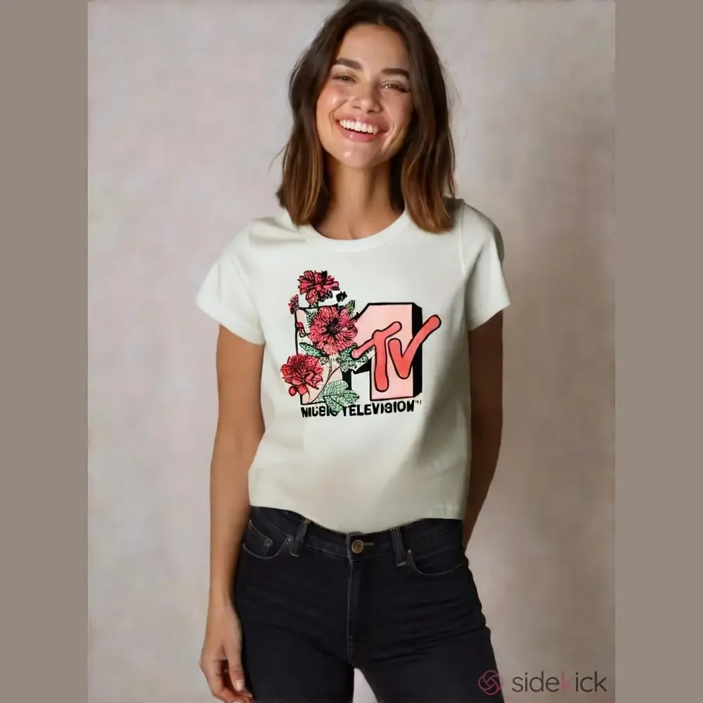 Women's MTV White T-Shirt Size S - Picture 1 of 6